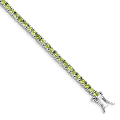 7 Zoll Sterlingsilber Rhodiniert Peridot Armband
