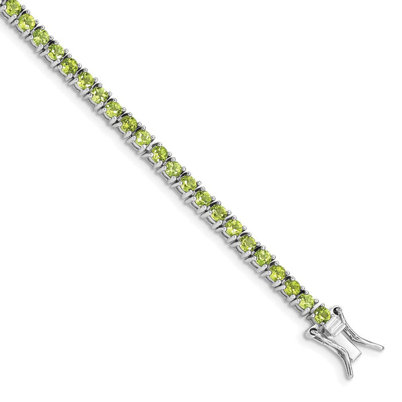 7 Zoll Sterlingsilber Rhodiniert Peridot Armband