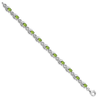 7 Zoll Sterlingsilber Rhodiniert Peridot Armband