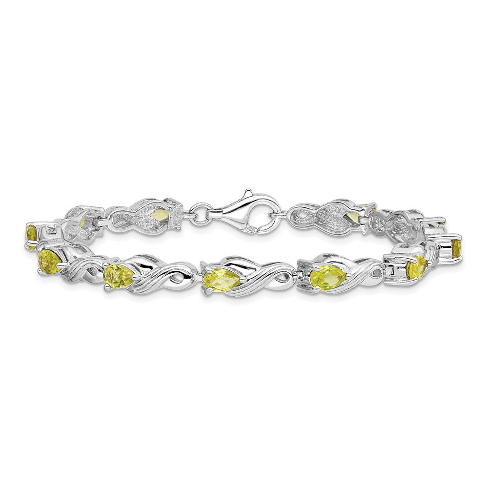 7 Zoll Sterlingsilber Rhodiniert Peridot Armband