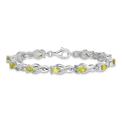 7 Zoll Sterlingsilber Rhodiniert Peridot Armband