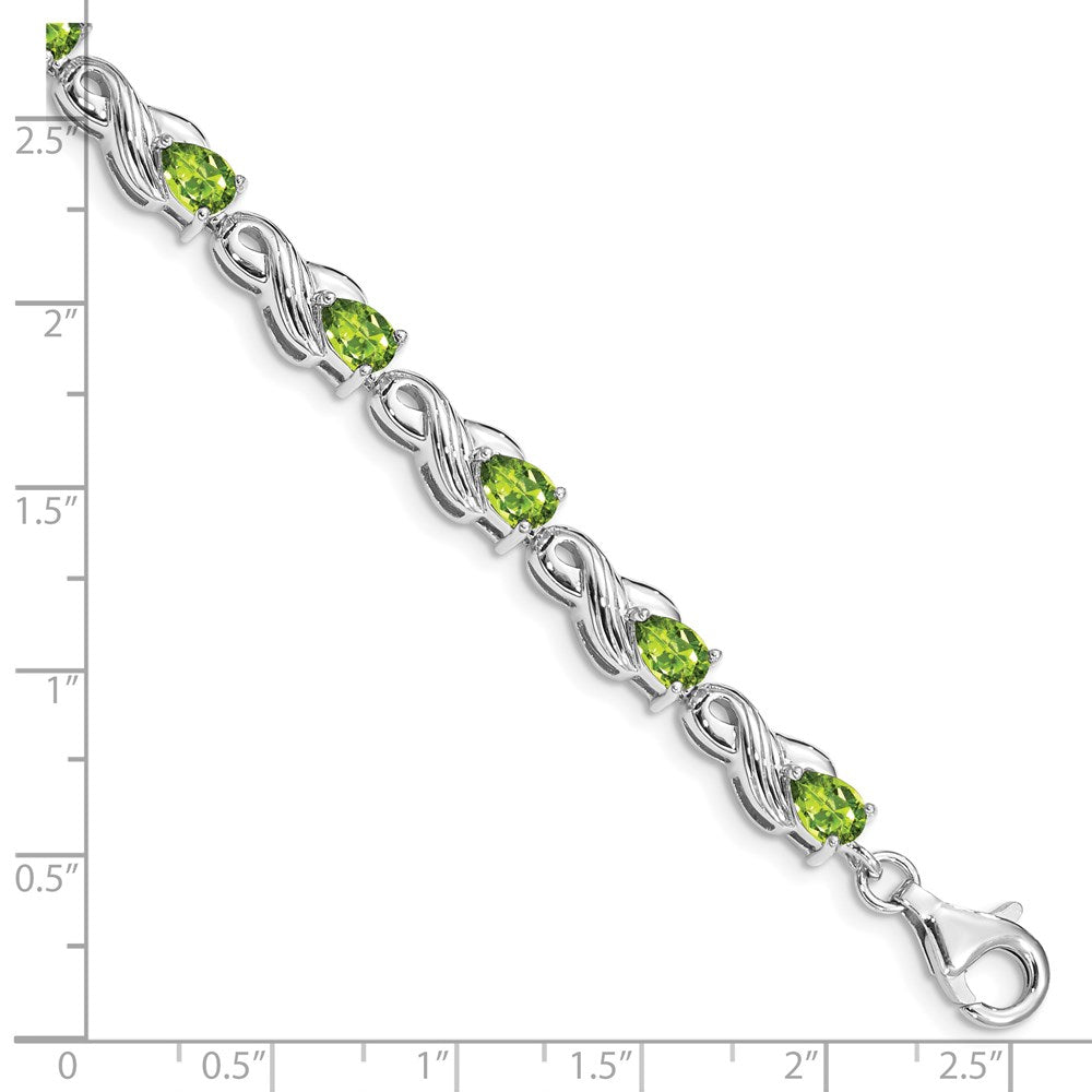7 Zoll Sterlingsilber Rhodiniert Peridot Armband
