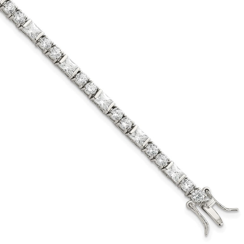 7 Zoll Sterlingsilber Rhodiniert Zirkonia Tennis Armband