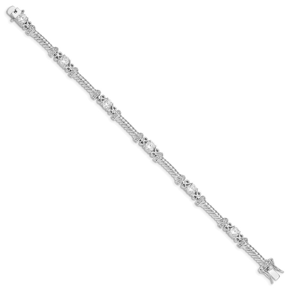 7 Zoll Sterlingsilber Rhodiniert Zirkonia Armband