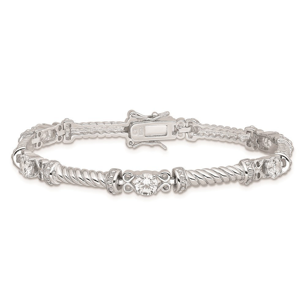 7 Zoll Sterlingsilber Rhodiniert Zirkonia Armband