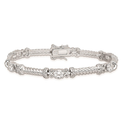 7 Zoll Sterlingsilber Rhodiniert Zirkonia Armband