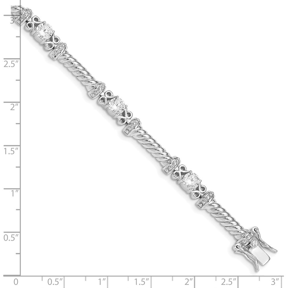 7 Zoll Sterlingsilber Rhodiniert Zirkonia Armband