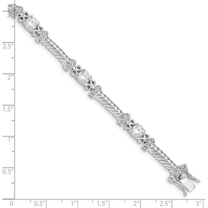 7 Zoll Sterlingsilber Rhodiniert Zirkonia Armband