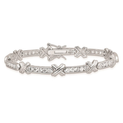 7 Zoll Sterlingsilber Rhodiniert Zirkonia -x- Armband