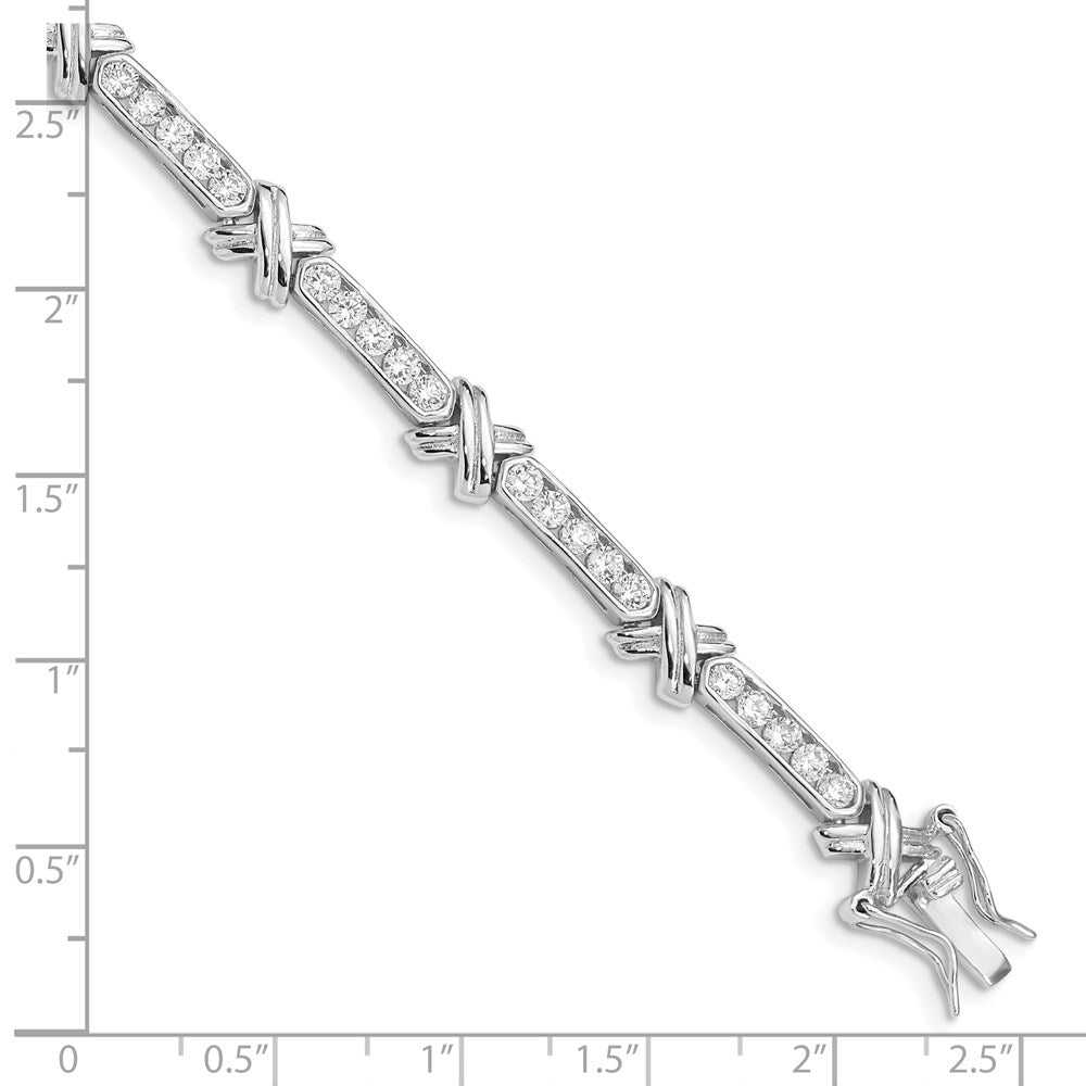 7 Zoll Sterlingsilber Rhodiniert Zirkonia -x- Armband