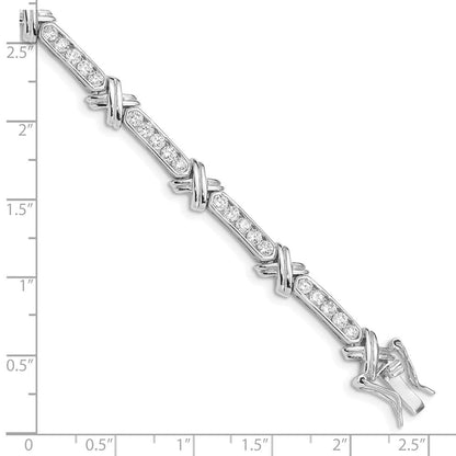 7 Zoll Sterlingsilber Rhodiniert Zirkonia -x- Armband
