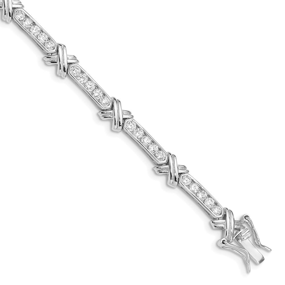 7 Zoll Sterlingsilber Rhodiniert Zirkonia -x- Armband