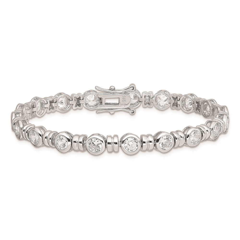 7 Zoll Sterlingsilber Rhodiniert Zirkonia Armband