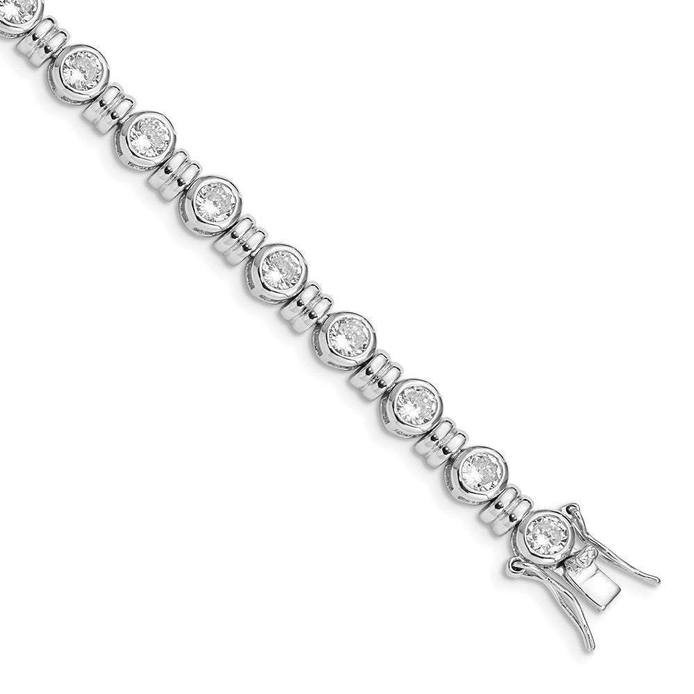 7 Zoll Sterlingsilber Rhodiniert Zirkonia Armband