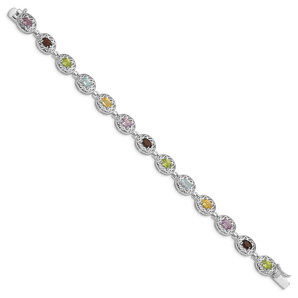 7.5 Zoll Sterlingsilber Rhodiniert Multi-gemstone 7.5inch Armband