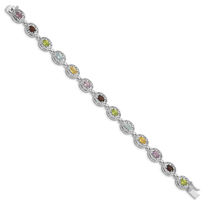 7.5 Zoll Sterlingsilber Rhodiniert Multi-gemstone 7.5inch Armband