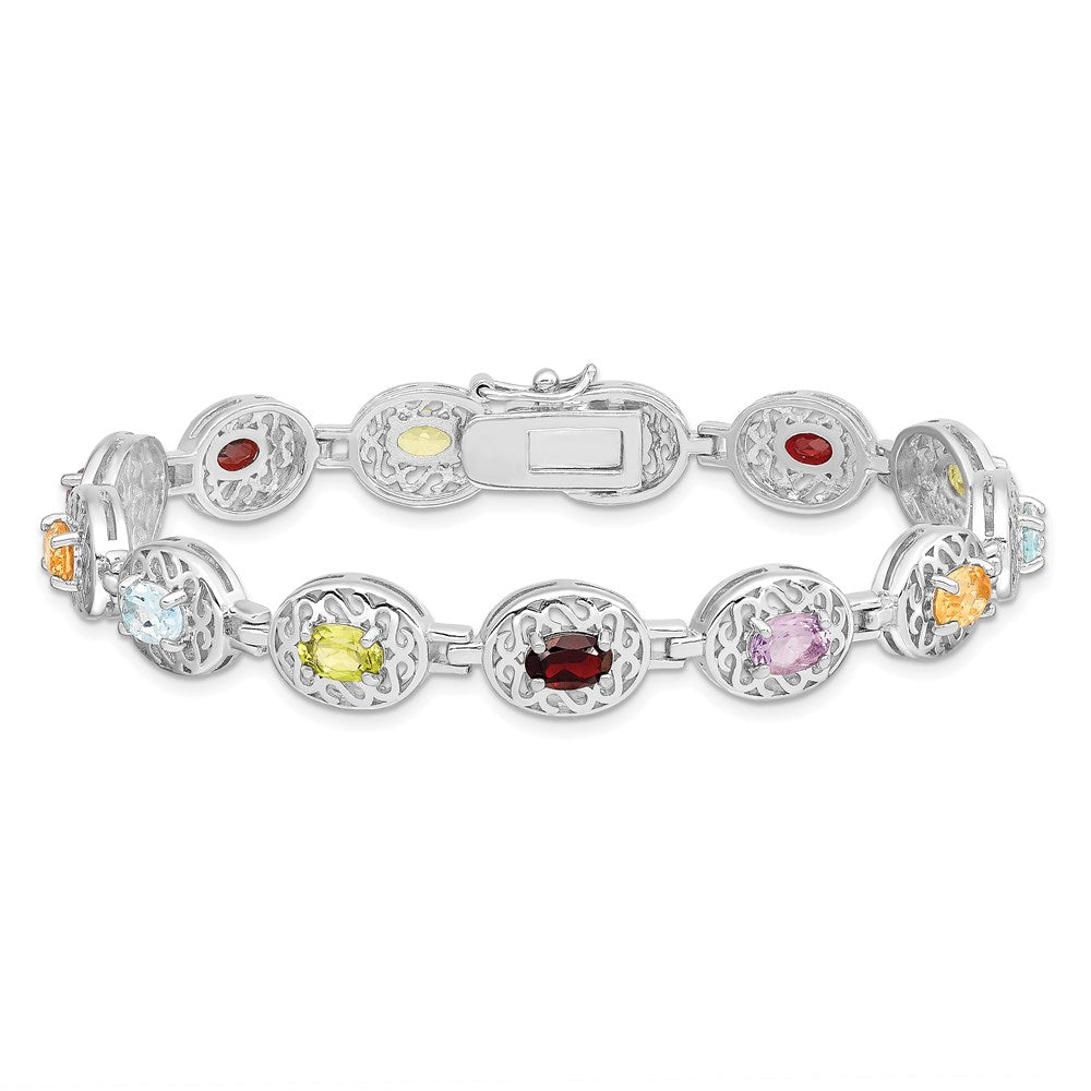 7.5 Zoll Sterlingsilber Rhodiniert Multi-gemstone 7.5inch Armband