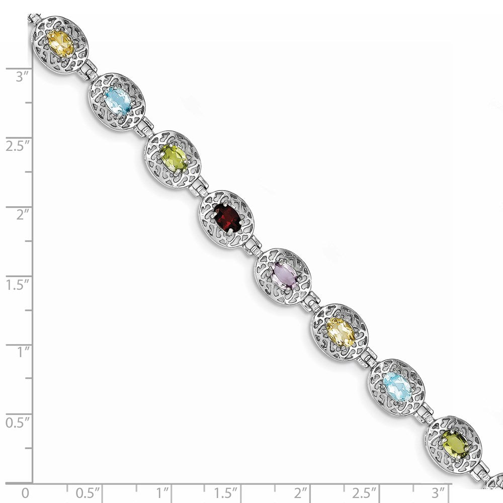7.5 Zoll Sterlingsilber Rhodiniert Multi-gemstone 7.5inch Armband