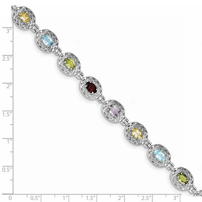 7.5 Zoll Sterlingsilber Rhodiniert Multi-gemstone 7.5inch Armband