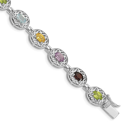 7.5 Zoll Sterlingsilber Rhodiniert Multi-gemstone 7.5inch Armband