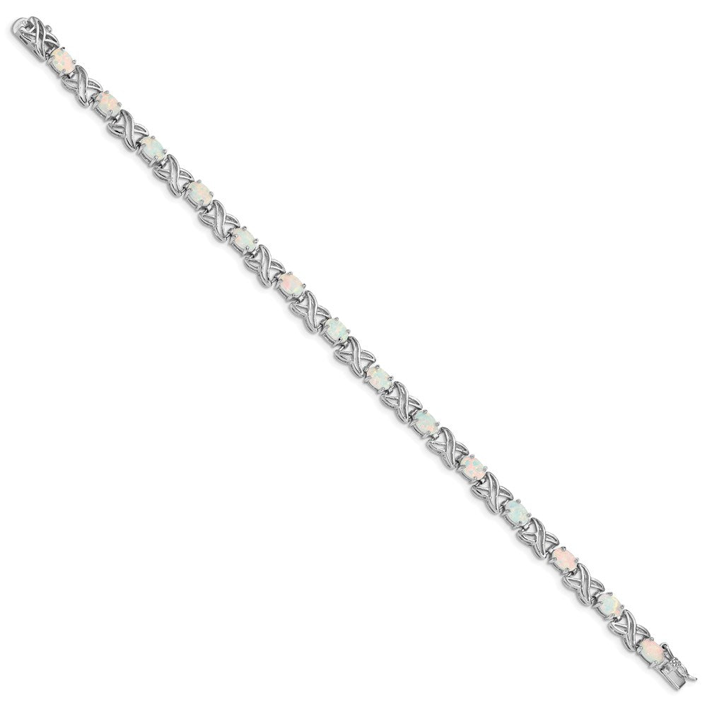 Sterlingsilber Rhodiniert 8.5 Zoll Erzeugt Opal Xo Armband