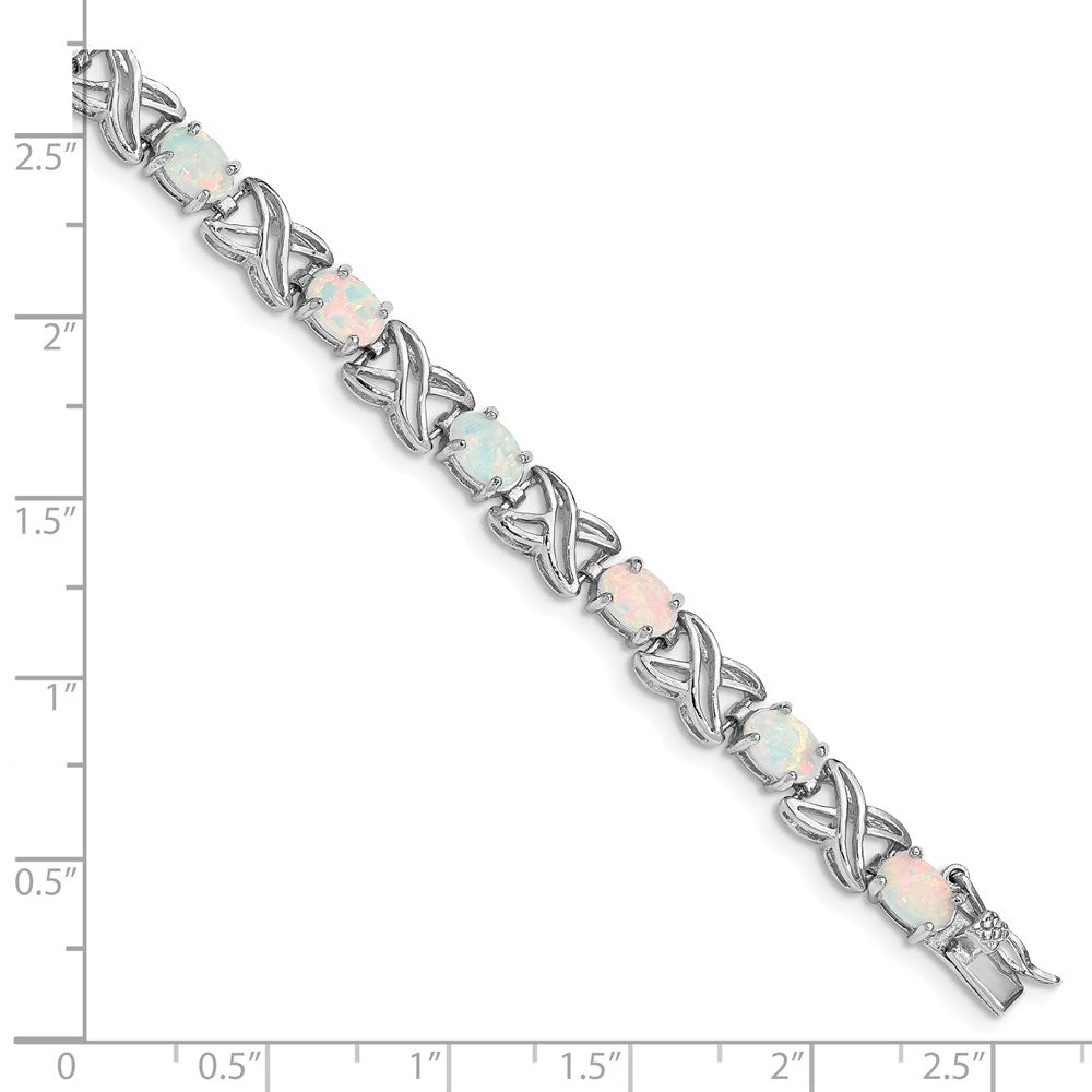 Sterlingsilber Rhodiniert 8.5 Zoll Erzeugt Opal Xo Armband