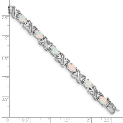 Sterlingsilber Rhodiniert 8.5 Zoll Erzeugt Opal Xo Armband