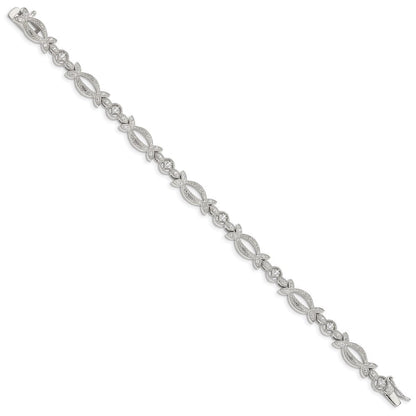 7.25 Zoll Sterlingsilber Rhodiniert Zirkonia Armband