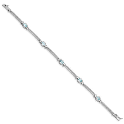7 Zoll Sterlingsilber Rhodiniert Blautopas Armband