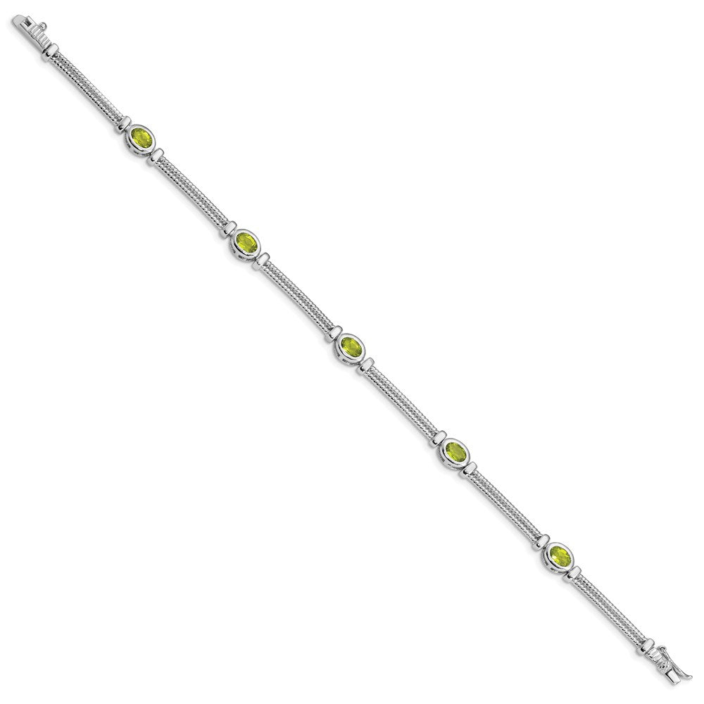 8 Zoll Sterlingsilber Rhodiniert Peridot Armband