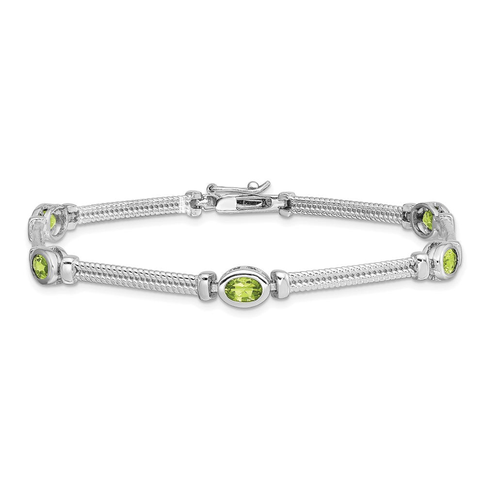 8 Zoll Sterlingsilber Rhodiniert Peridot Armband