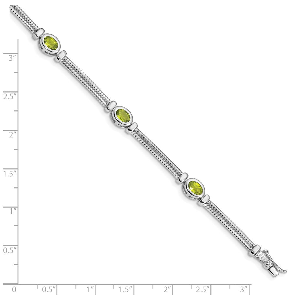 8 Zoll Sterlingsilber Rhodiniert Peridot Armband