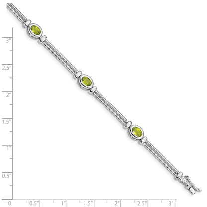 8 Zoll Sterlingsilber Rhodiniert Peridot Armband