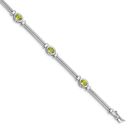 8 Zoll Sterlingsilber Rhodiniert Peridot Armband