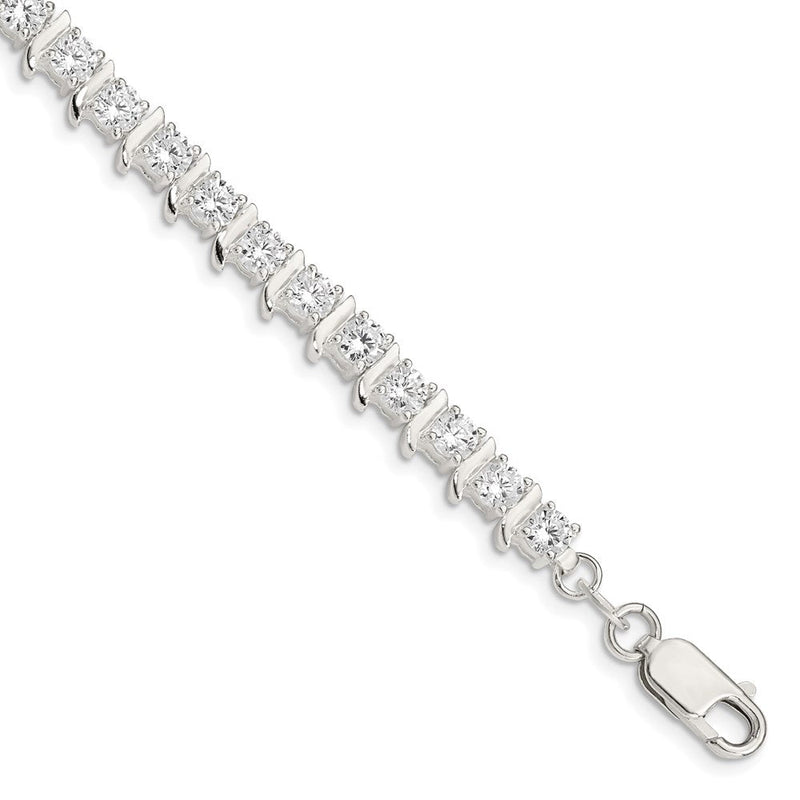 7 Zoll Sterlingsilber Zirkonia Fantasie Poliert Armband