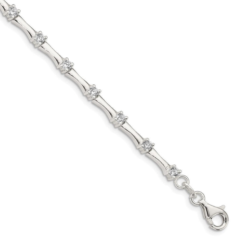 7 Zoll Sterlingsilber Zirkonia Fantasie Poliert Armband