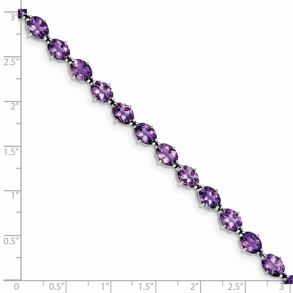 7 Zoll Sterlingsilber Rhodiniert Amethyst Armband