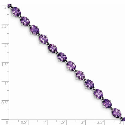 7 Zoll Sterlingsilber Rhodiniert Amethyst Armband