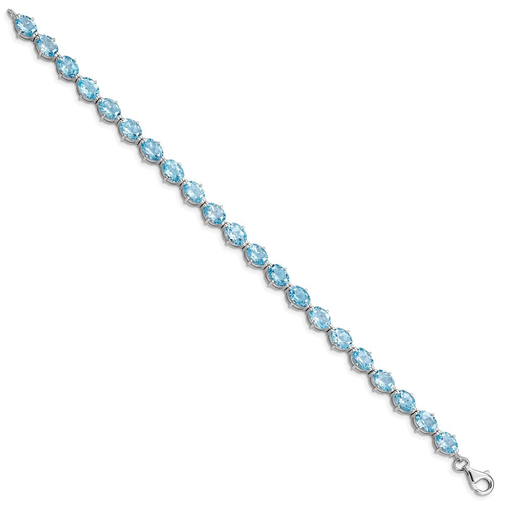 7 Zoll Sterlingsilber Rhodiniert Schweizer Blautopas Armband