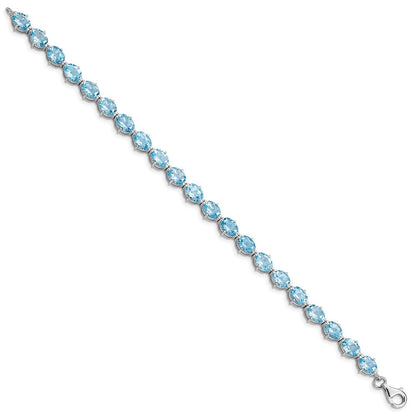 7 Zoll Sterlingsilber Rhodiniert Schweizer Blautopas Armband