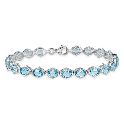 7 Zoll Sterlingsilber Rhodiniert Schweizer Blautopas Armband