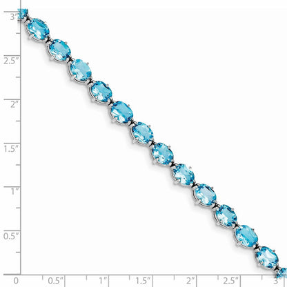 7 Zoll Sterlingsilber Rhodiniert Schweizer Blautopas Armband
