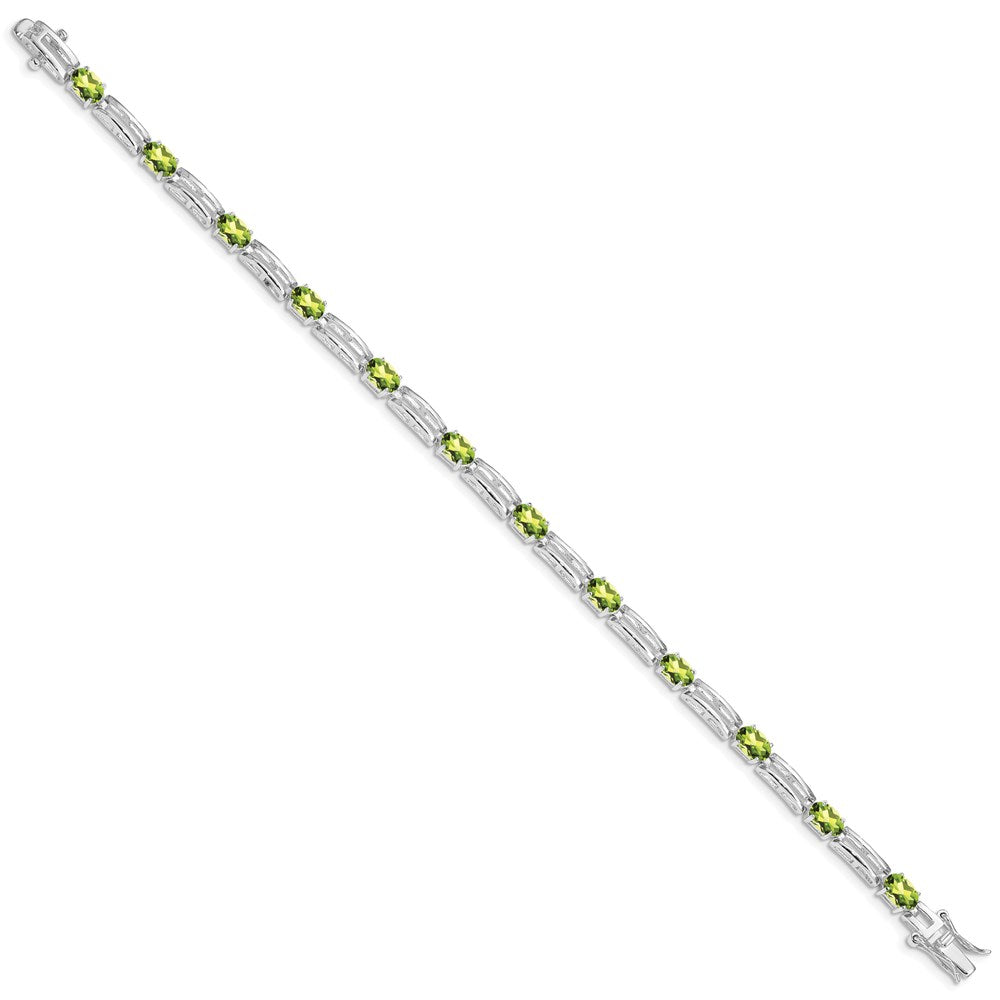7 Zoll Sterlingsilber Rhodiniert Peridot Armband
