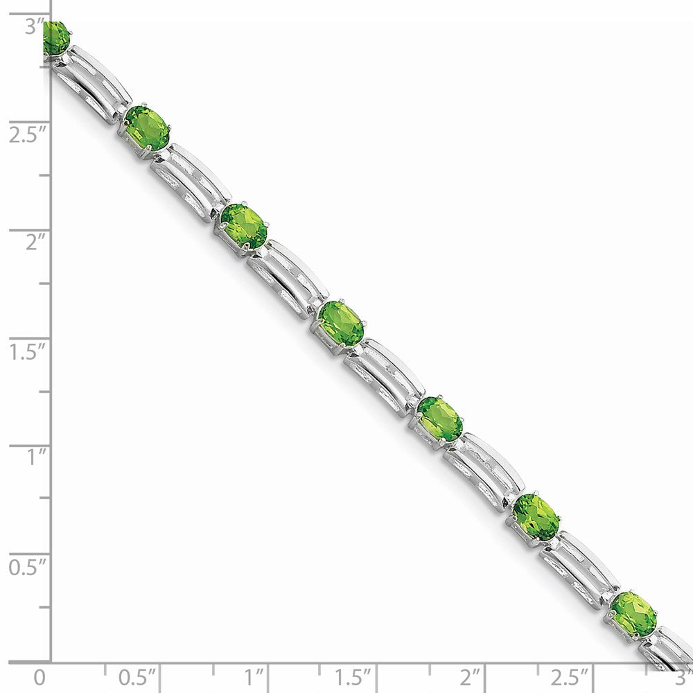 7 Zoll Sterlingsilber Rhodiniert Peridot Armband