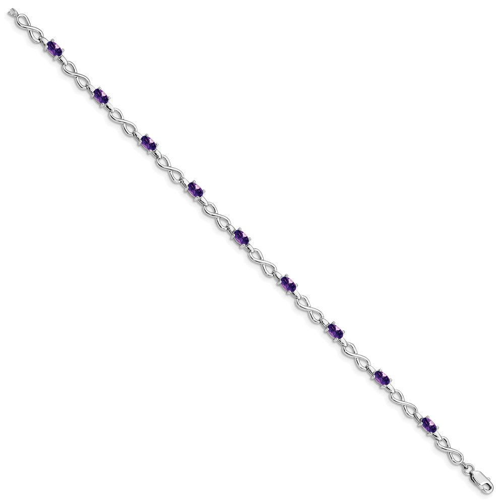 7 Zoll Sterlingsilber Rhodiniert Amethyst Armband