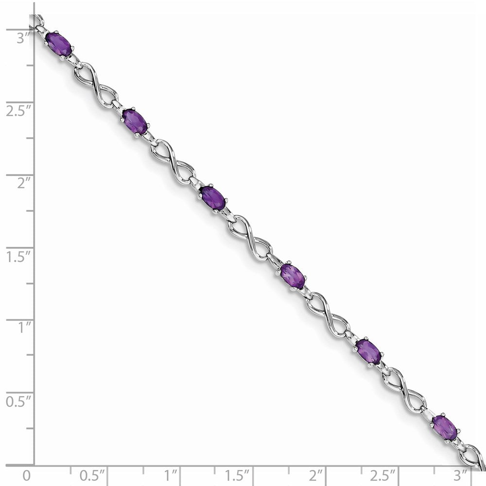 7 Zoll Sterlingsilber Rhodiniert Amethyst Armband
