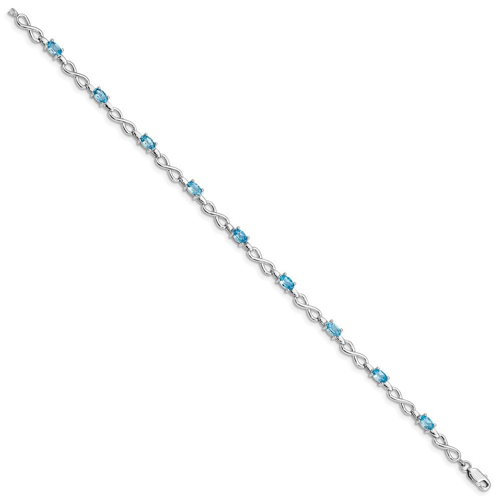 7.5 Zoll Sterlingsilber Rhodiniert Blautopas Armband