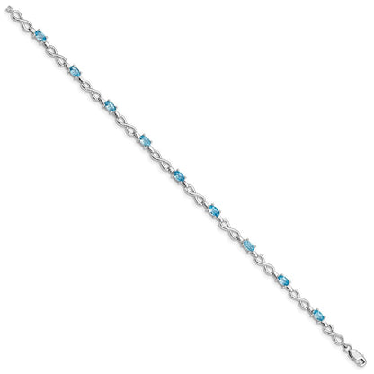 7.5 Zoll Sterlingsilber Rhodiniert Blautopas Armband