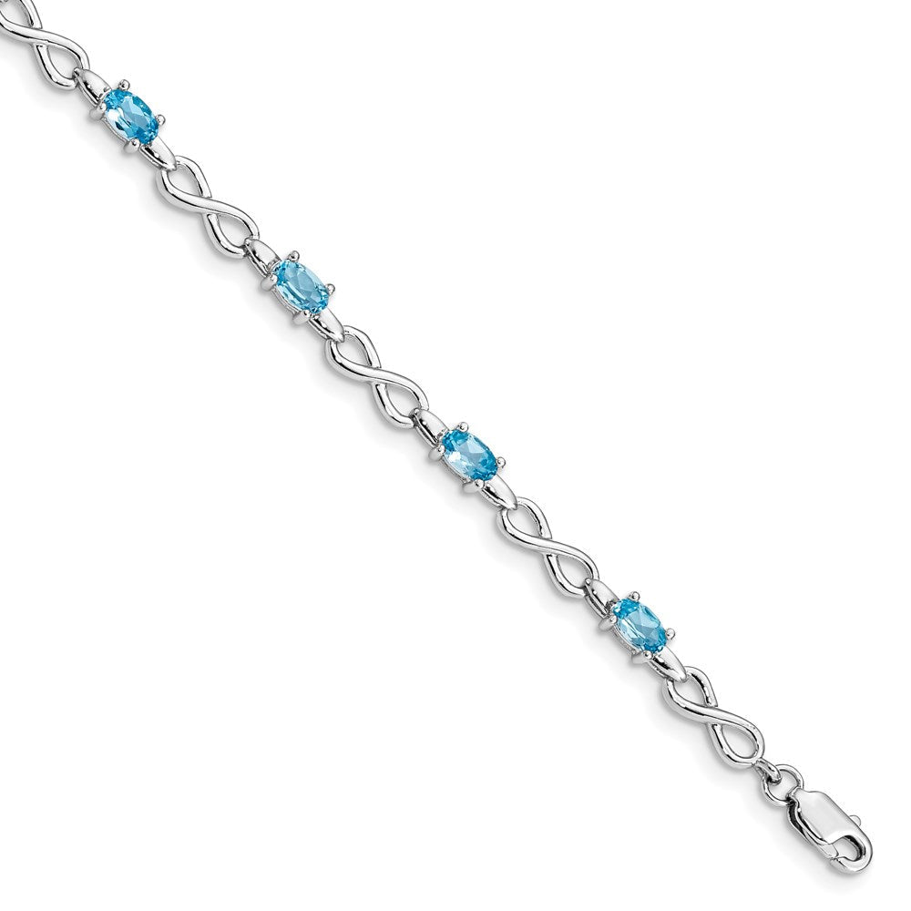 7.5 Zoll Sterlingsilber Rhodiniert Blautopas Armband