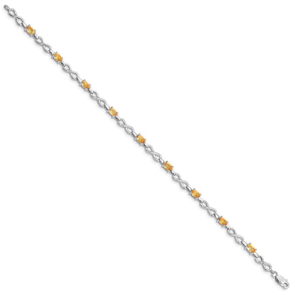 7 Zoll Sterlingsilber Rhodiniert Citrin Armband